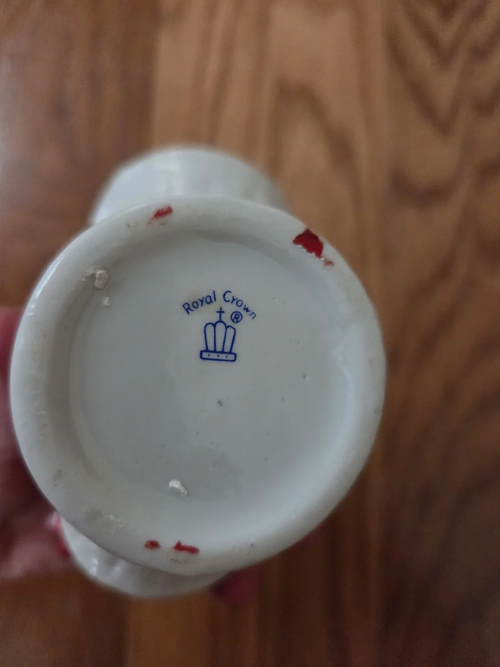 Handcrafted Porcelain Flower Basket. Royal Crown Stamp